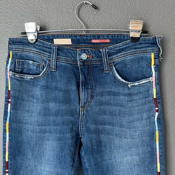 Anthropologie Pilcro Embroidered Boyfriend Jean Boho Slim Leg Crop Size 27 - Picture 5 of 15